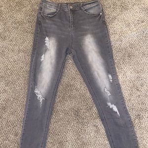 Missguided Gray Jeans with Fray Bottom.